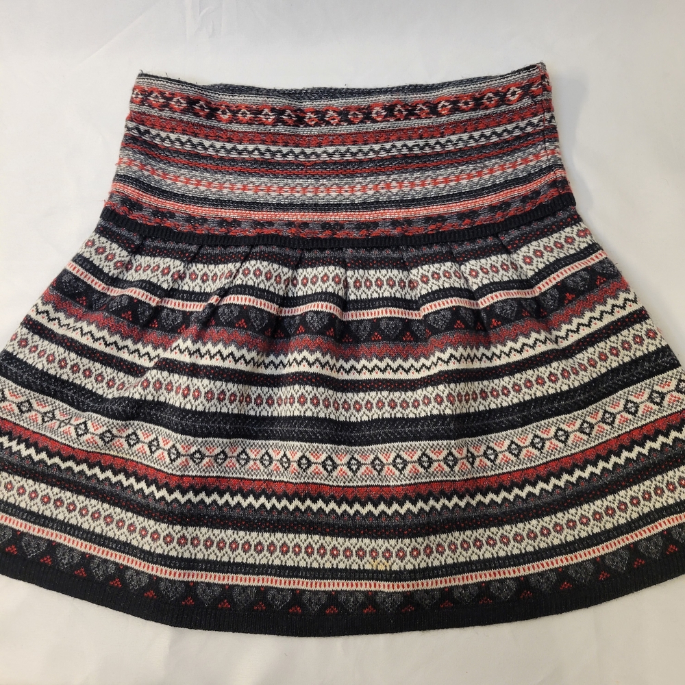 Vera Wang A-Line Knit Skirt - Red, Black, Cream